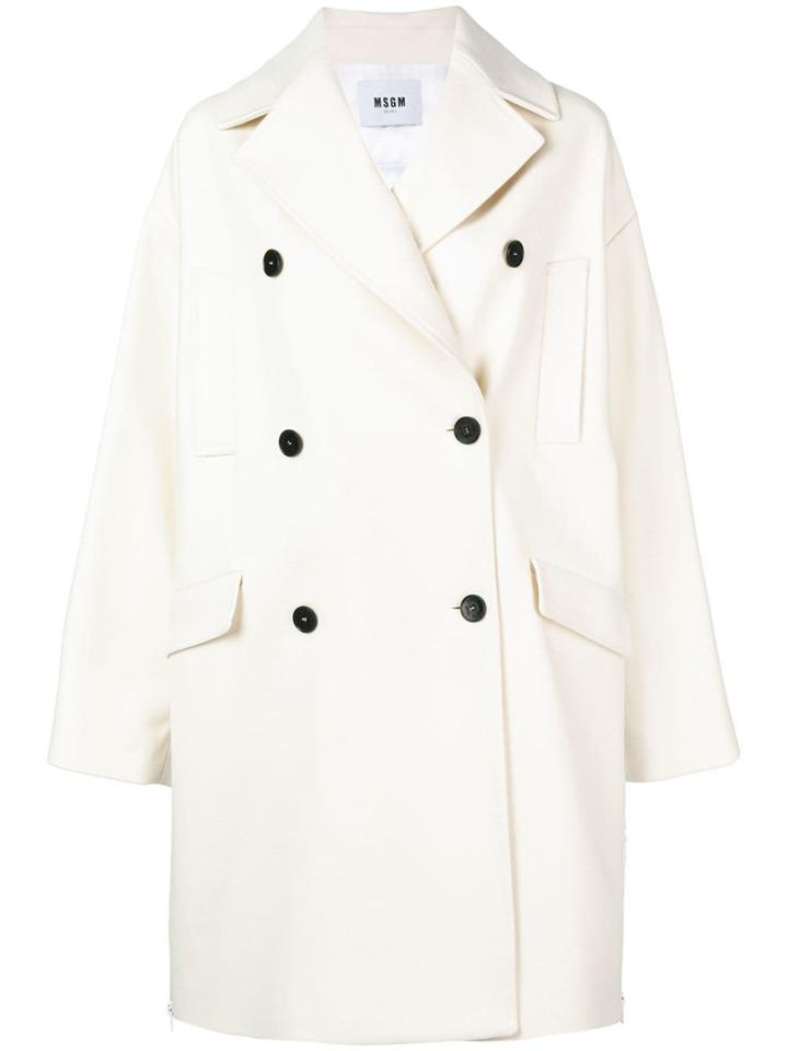 Msgm Oversized Double-breasted Coat - White