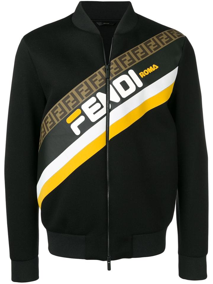 Fendi Logo Print Bomber Jacket - Black