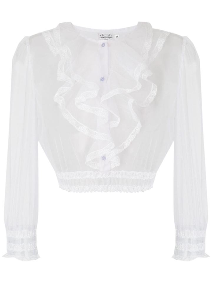 Charo Ruiz Sheer Cropped Long-sleeve Top - White