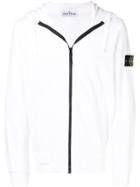 Stone Island Zip Hoodie - White