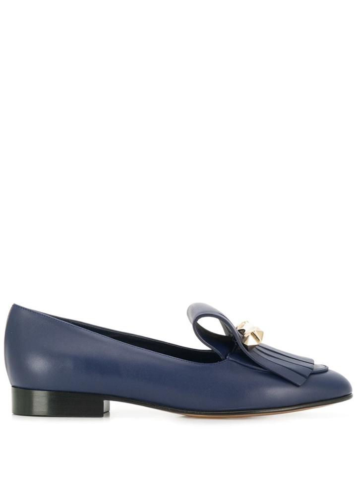 Valentino Valentino Garavani Rockstud Fringed Loafers - Blue