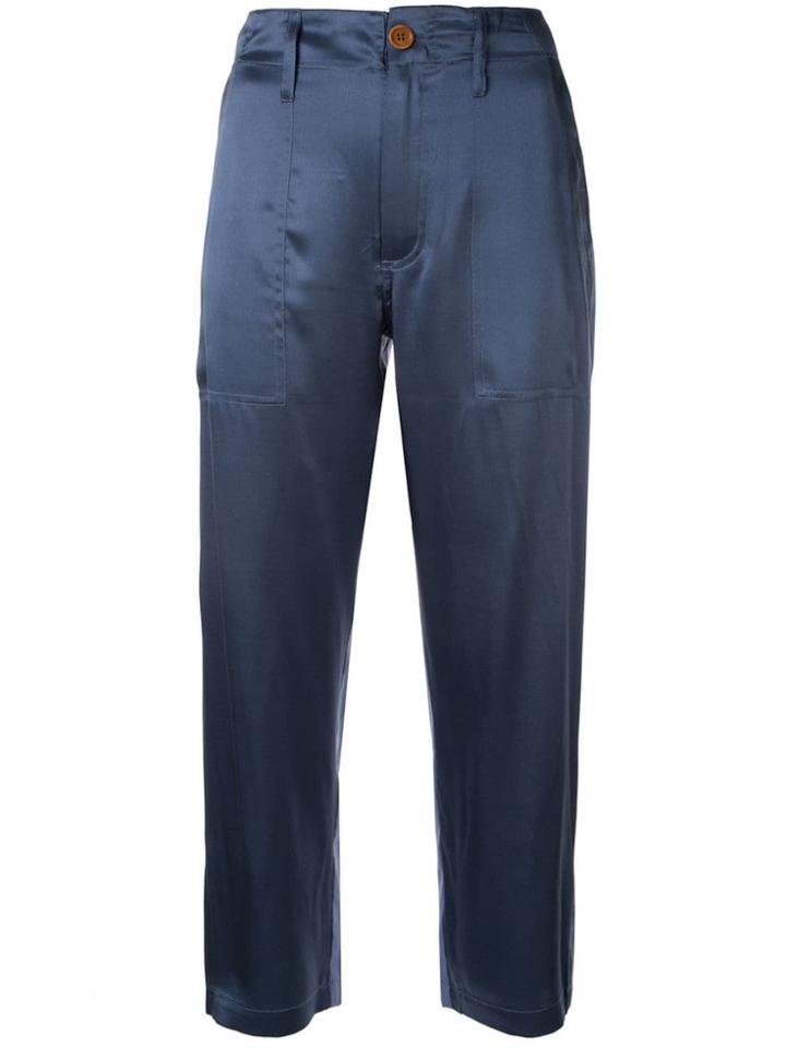 Jejia Bicolor Cropped Trousers - Blue
