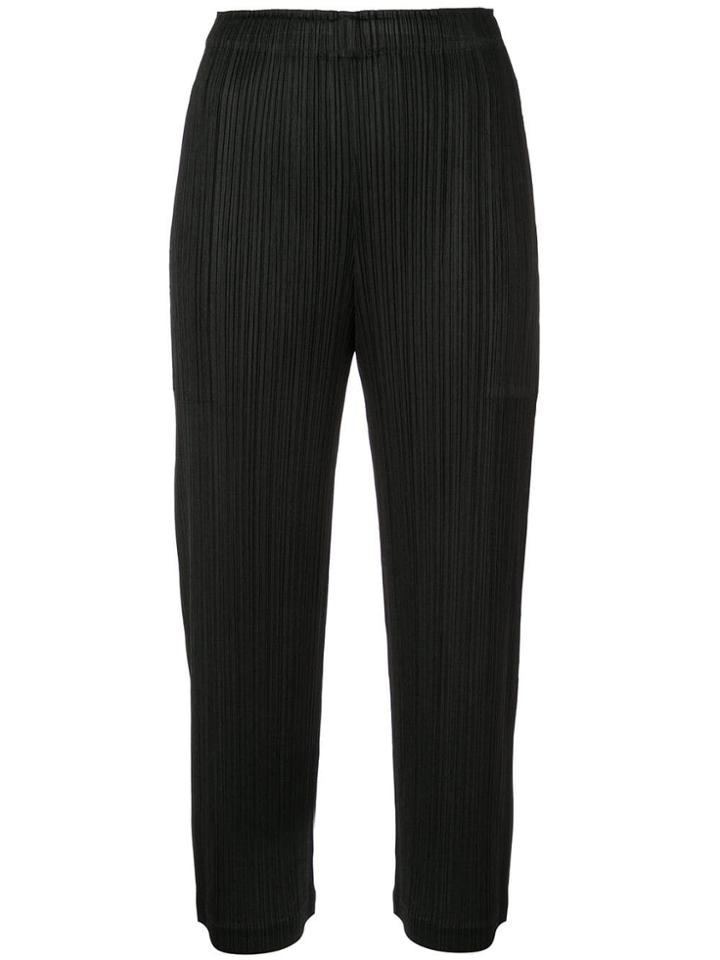 Pleats Please Issey Miyake Plissé Cropped Trousers - Black