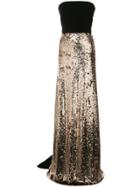 Monique Lhuillier Strapless Sheer Dress - Metallic