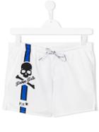 Philipp Plein Kids White Sand Beach Shorts, Kids Unisex, Size: 16 Yrs, Polyester