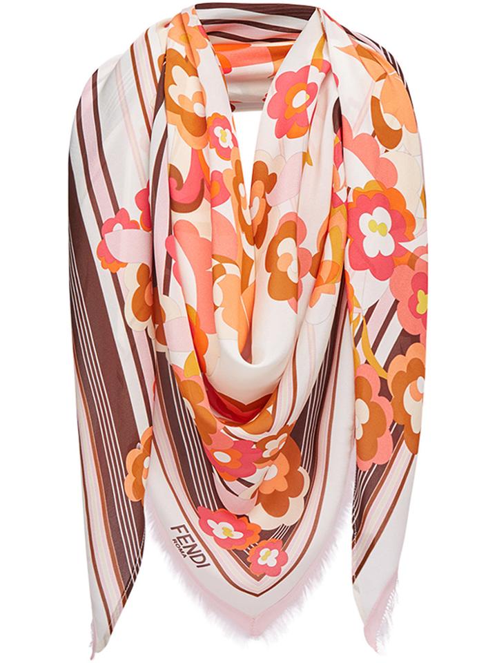 Fendi Floral Shawl Scarf - Yellow & Orange