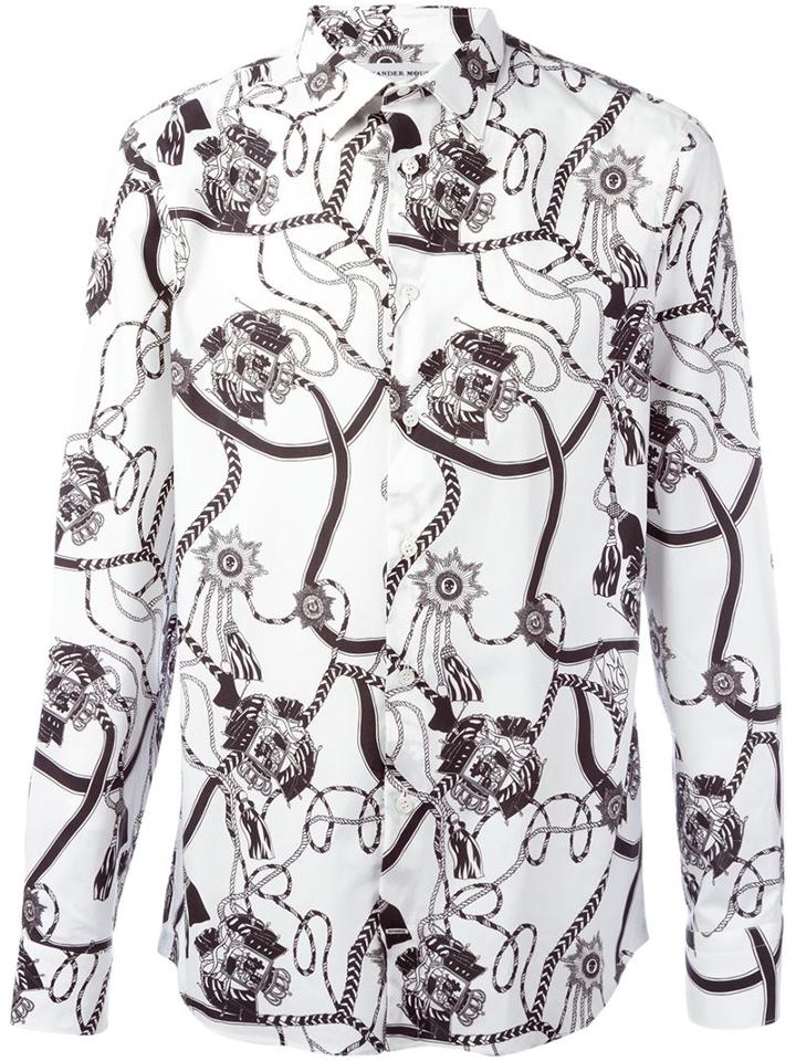 Alexander Mcqueen Badge Print Shirt, Men's, Size: 40, White, Cotton