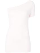 Helmut Lang One Shoulder Fitted Top - Pink & Purple