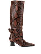 Rosetta Getty Snake-effect Knee Boots - Brown