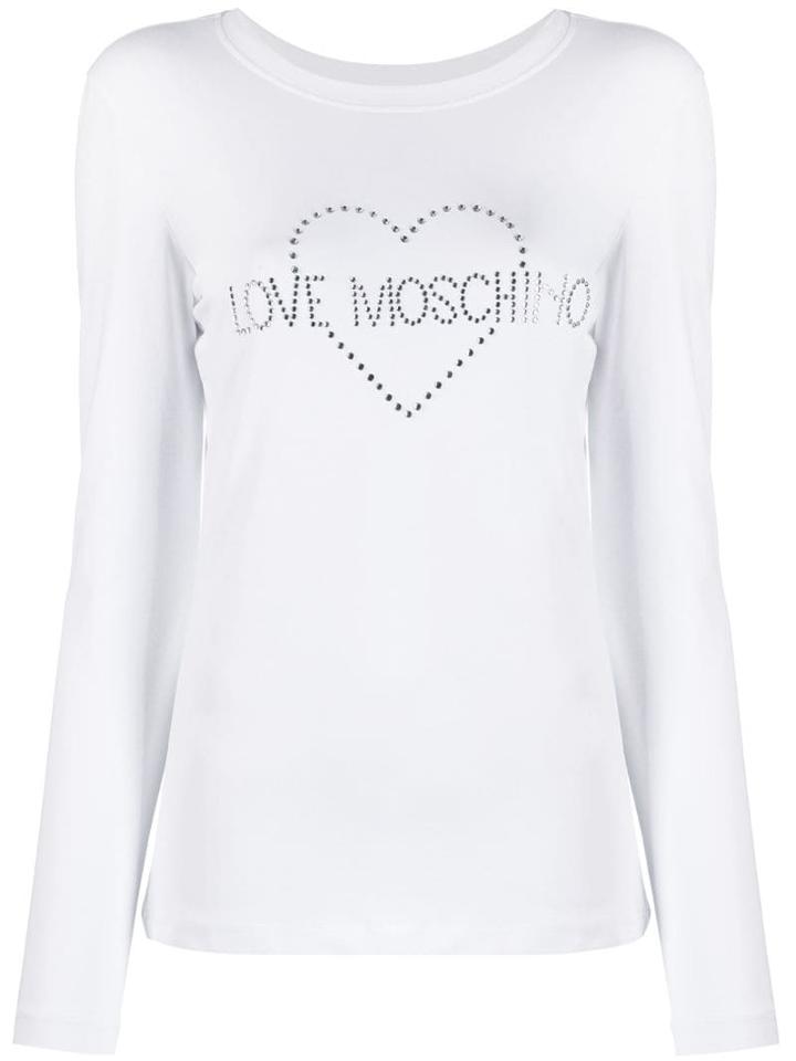 Love Moschino Diamante Heart T-shirt - White