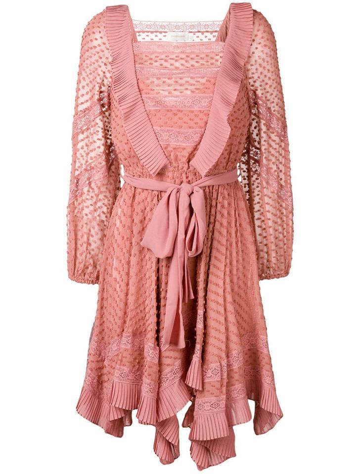 Zimmermann Embroidered Draped Dress - Pink & Purple
