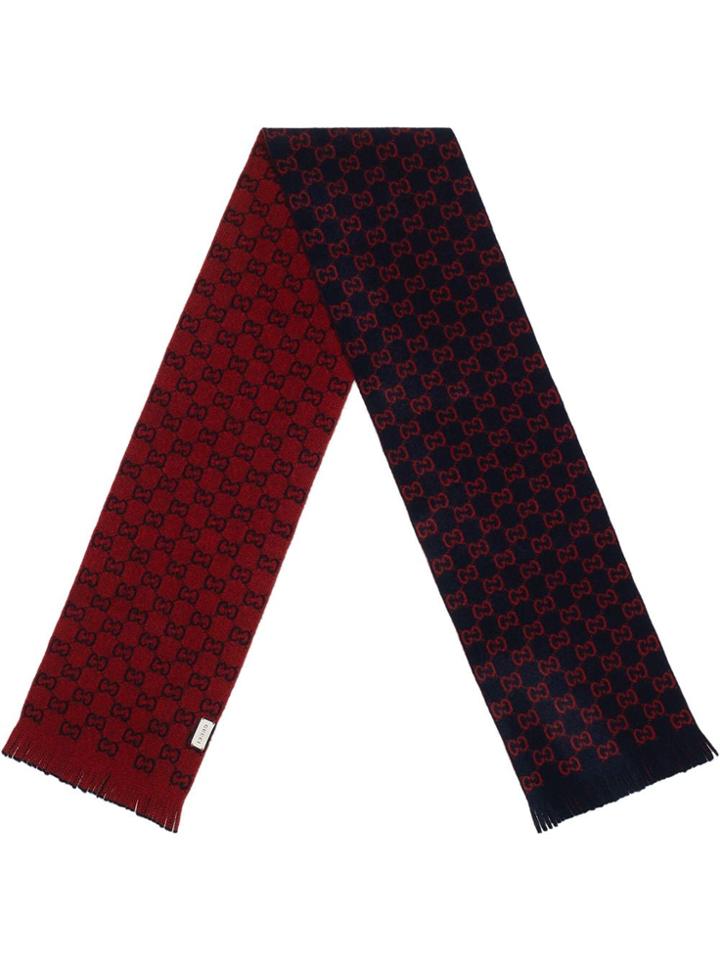 Gucci Gg Fringed Scarf - Blue