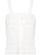 Saint Laurent Broderie Anglaise Detail Tank Top - White