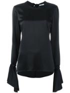 Area Flared Sleeves Blouse - Black