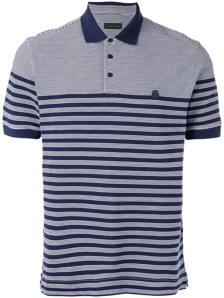 Z Zegna - Striped Polo Shirt - Men - Cotton - Xxl, Blue, Cotton