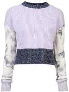 Zoe Jordan Contrast Cropped Knitted Sweater - Blue