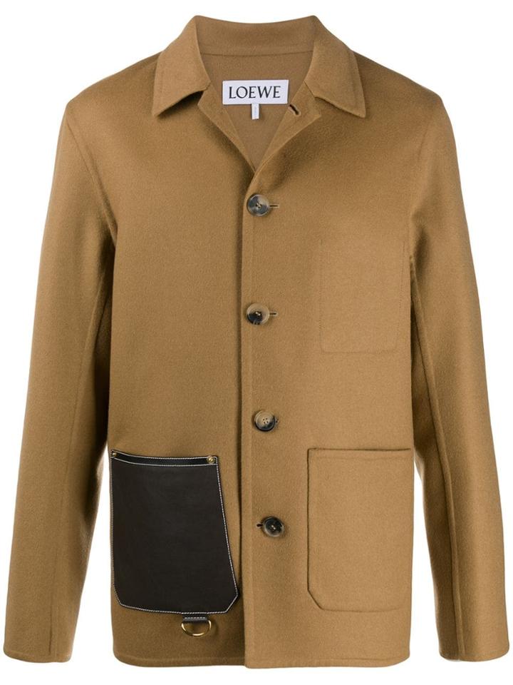 Loewe Leather Patch Pocket Button-up Jacket - Neutrals