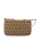 Fendi Kids Monogram Embellished Shoulder Bag, Girl's, Brown