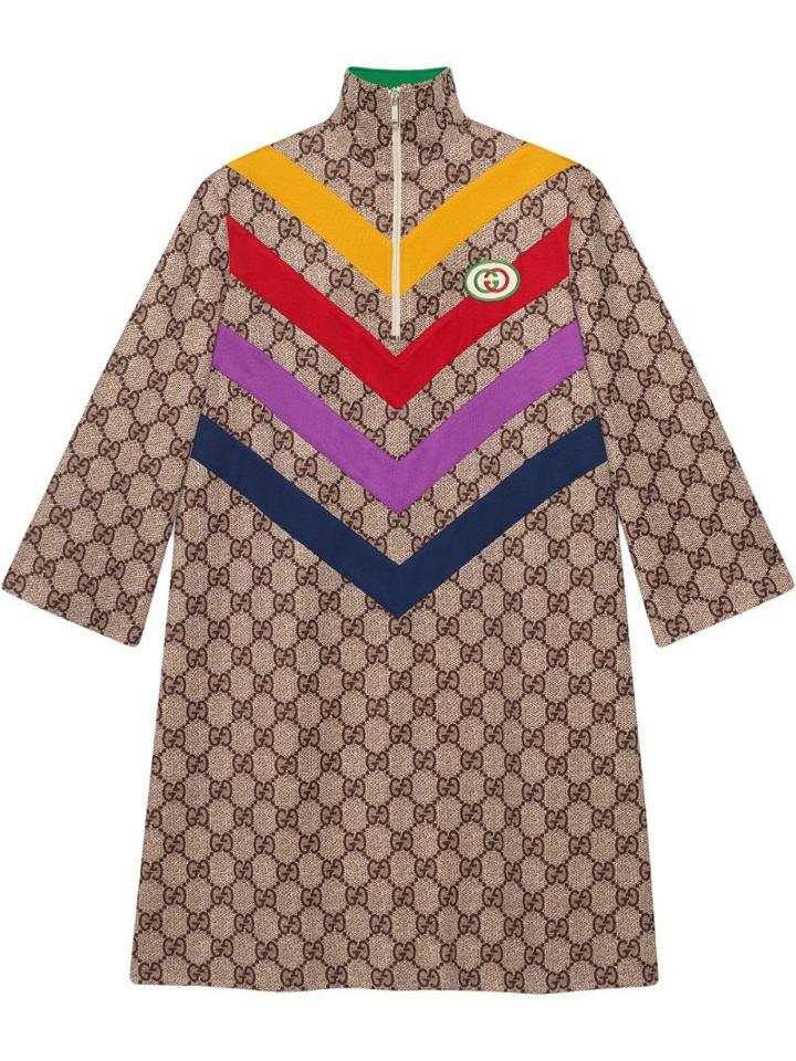 Gucci Dress With Gg Supreme Print - Neutrals