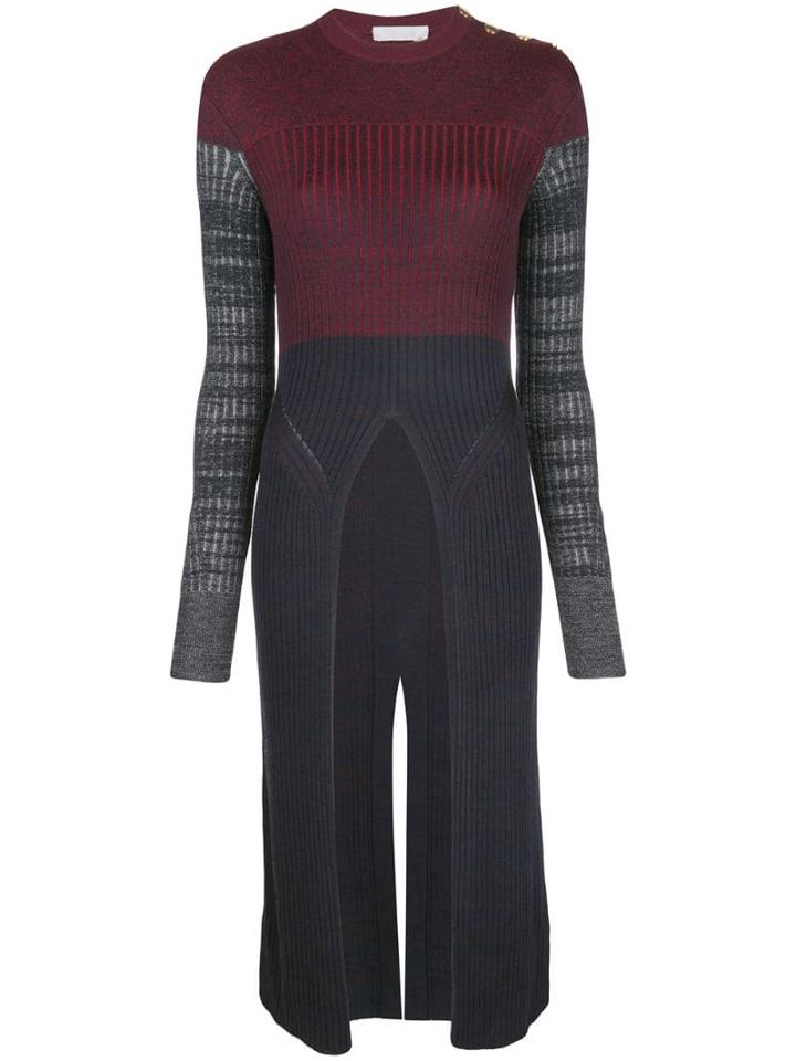 Chloé Ribbed Long Sweater - Red