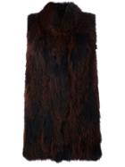 Derek Lam 10 Crosby Sleeveless Mid-length Coat, Women's, Size: Small, Blue, Fox Fur