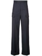 Vera Wang Striped Straight Trousers - Blue