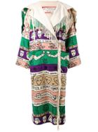 Jc De Castelbajac Vintage Oversized Patterned Fringe Coat - Nude &