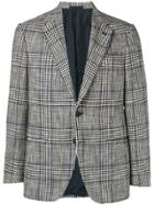 Caruso Houndstooth Check Jacket - Blue