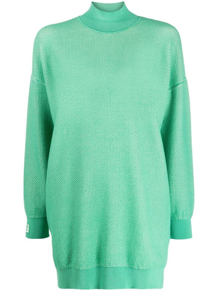Fendi Logo Sweatshirt Dress - Green