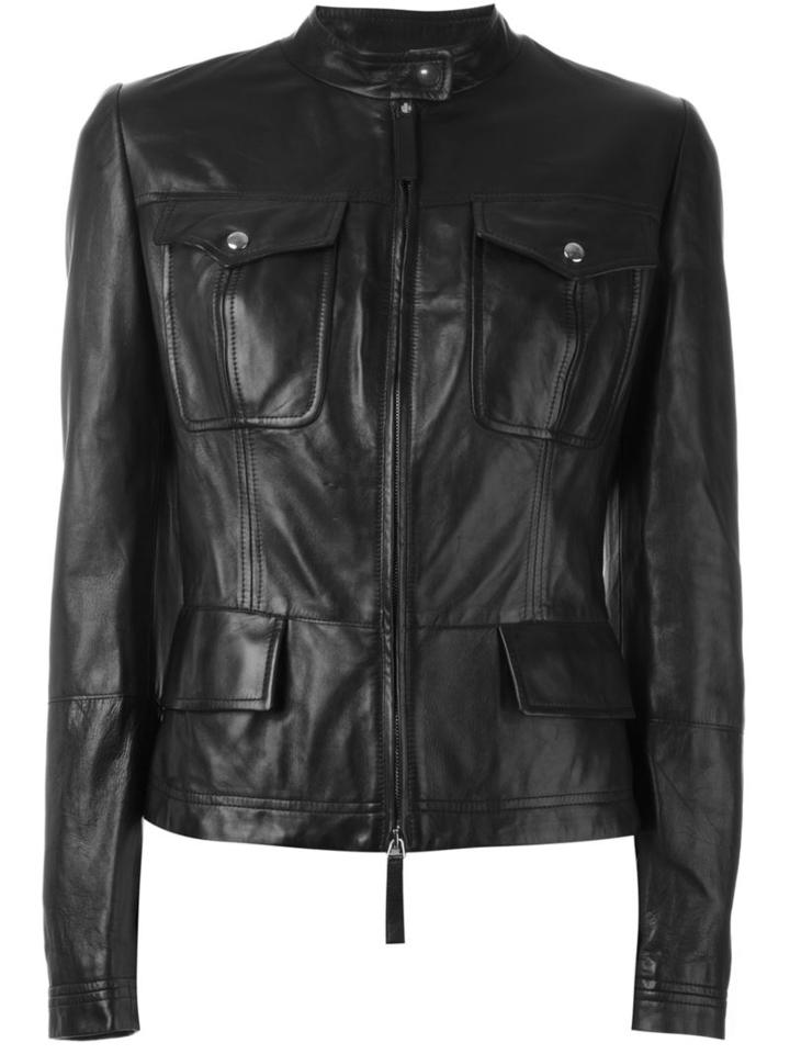 Roberto Cavalli Fitted Jacket, Women's, Size: 42, Black, Cotton/leather/viscose