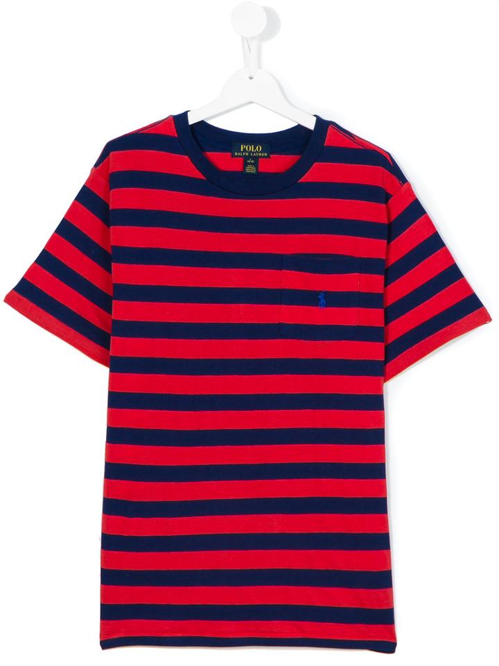 Ralph Lauren Kids - Striped Pocket T-shirt - Kids - Cotton - 14 Yrs, Blue