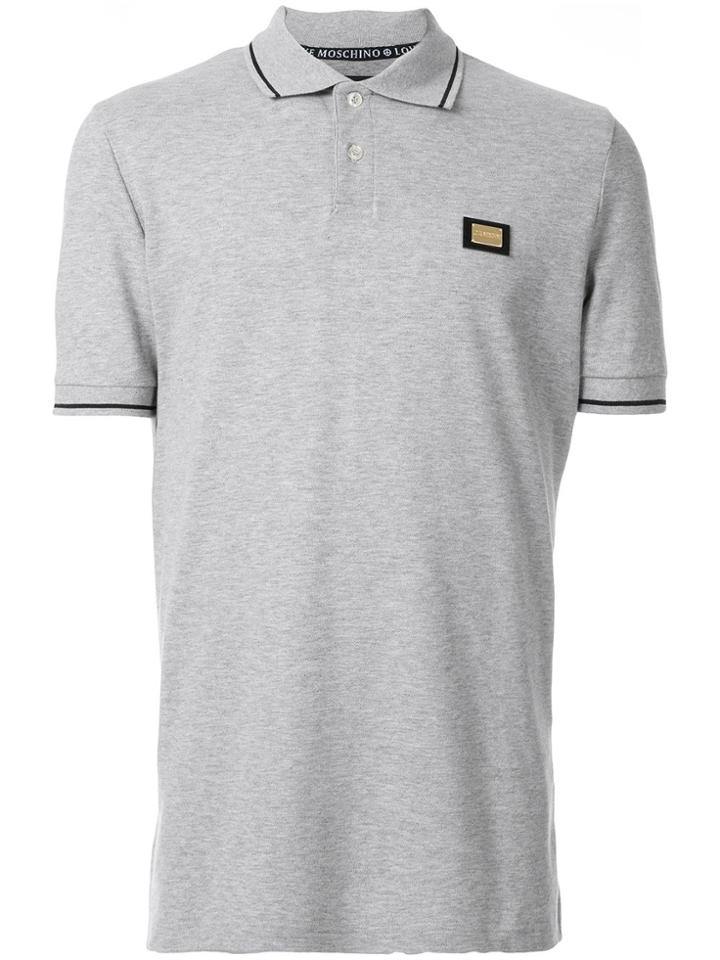Love Moschino Metallic Plate Polo Shirt - Grey
