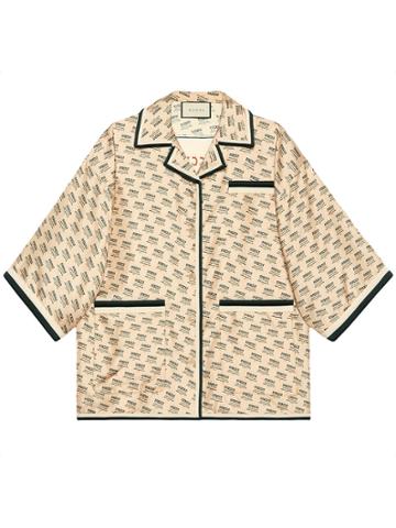 Gucci Gucci Invite Stamp Silk Shirt - Neutrals