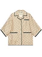 Gucci Gucci Invite Stamp Silk Shirt - Neutrals