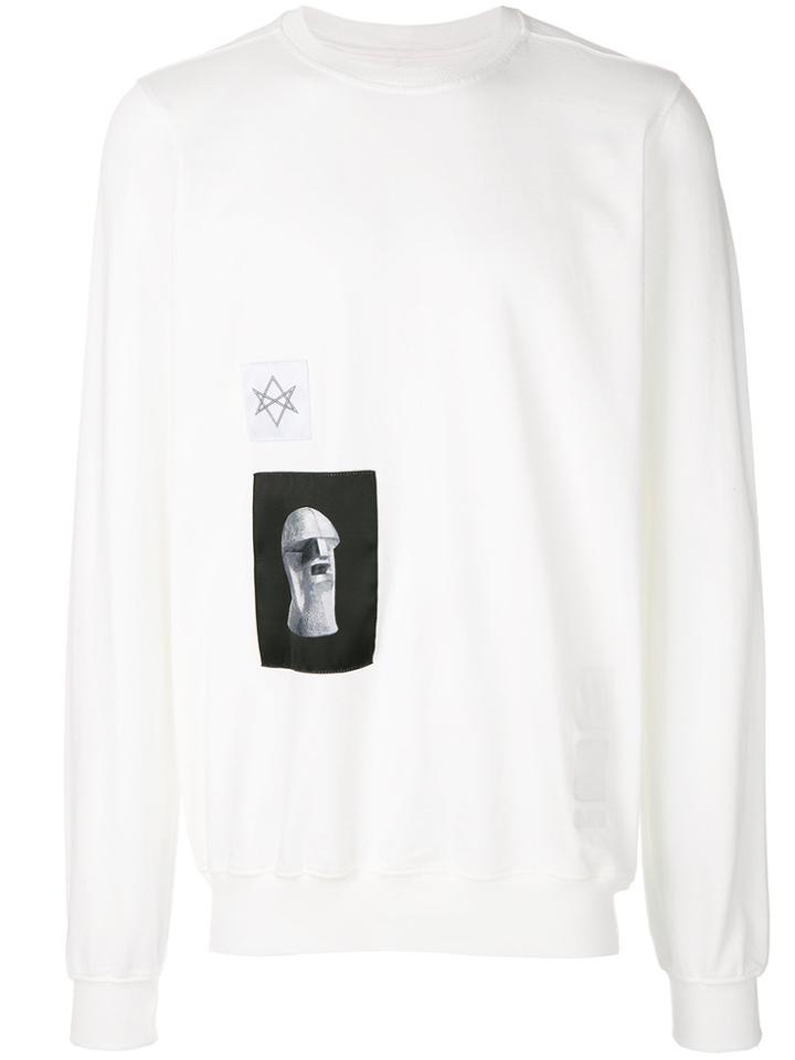 Rick Owens Drkshdw Crew Neck Patch Sweatshirt - White