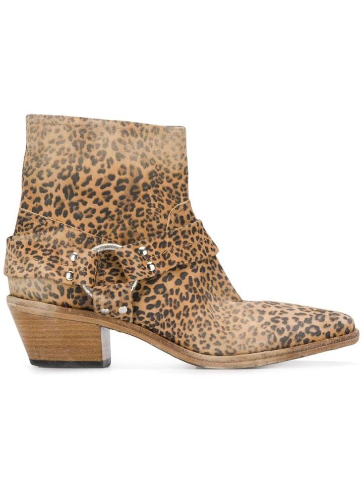 Golden Goose Leopard Print Western Boots - Brown
