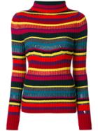 Twin-set Striped Ribbed Roll Neck Jumper - Multicolour