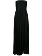 Valentino Vintage Strapless Pleated Midi Dress - Black