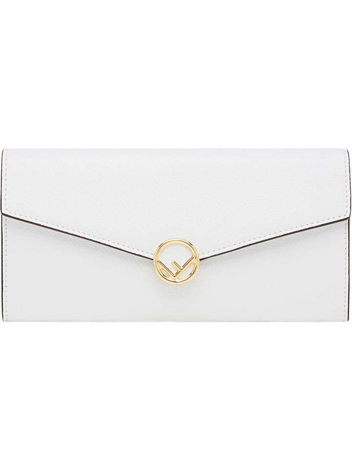 Fendi Gold-tone Logo Purse - White