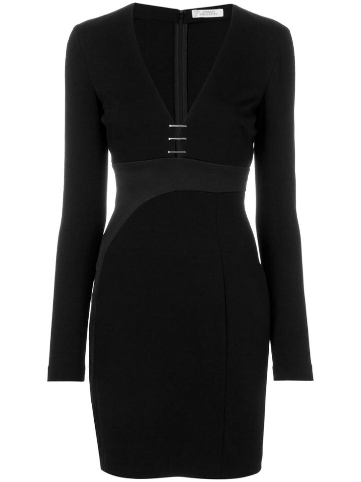 Versace Collection Plunge Bar Mini Dress - Black