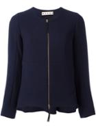 Marni Flared Collarless Jacket, Women's, Size: 38, Blue, Cotton/viscose/virgin Wool