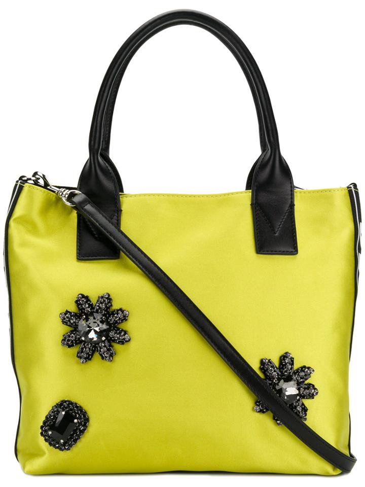 Pinko Brooch Embellished Tote Bag - Yellow & Orange