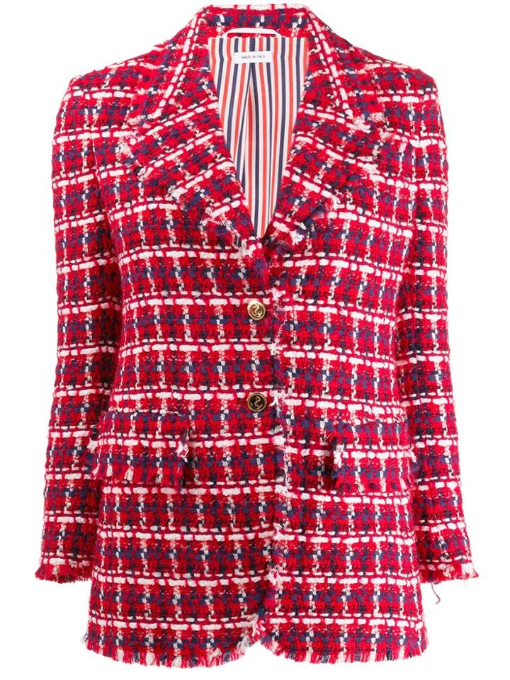 Thom Browne Gun Club Check Chiffon Sport Coat - Red