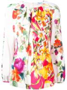 Blumarine Floral Print Blouse, Women's, Size: 42, White, Viscose/spandex/elastane/silk