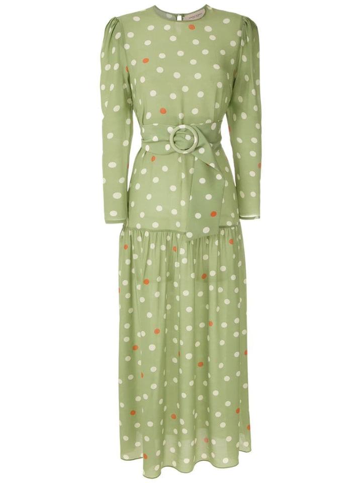 Adriana Degreas Silk Polka Dot Dress - Green