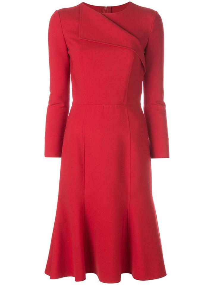 Oscar De La Renta Folded Neck Flared Dress