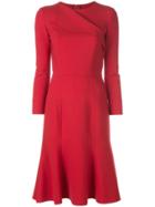 Oscar De La Renta Folded Neck Flared Dress