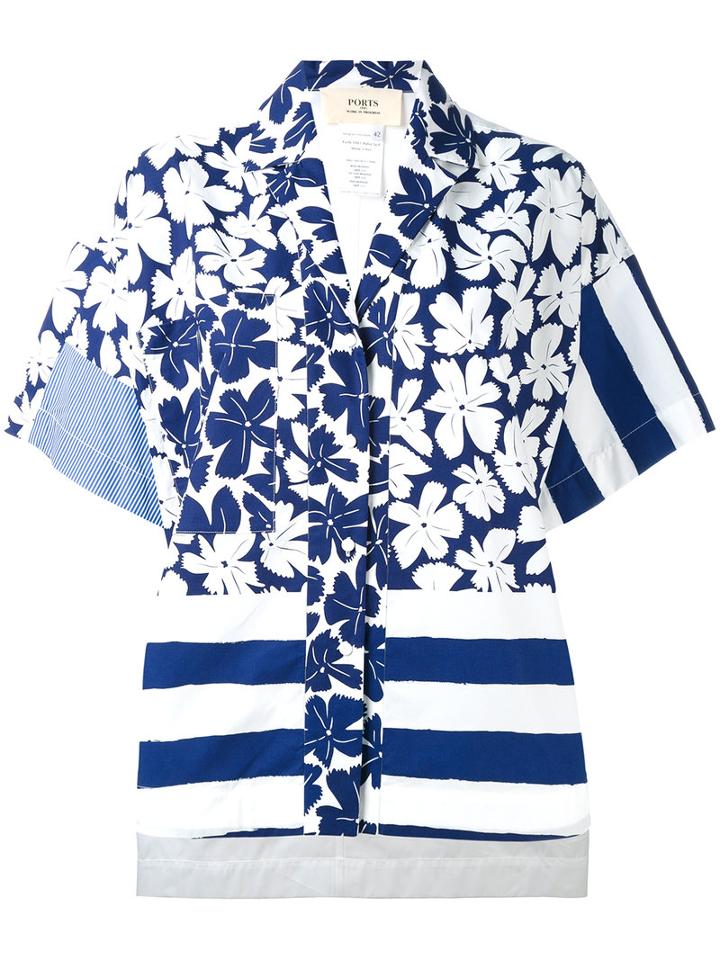 Ports 1961 - Oversize Printed Shirt - Women - Cotton - 42, Blue, Cotton