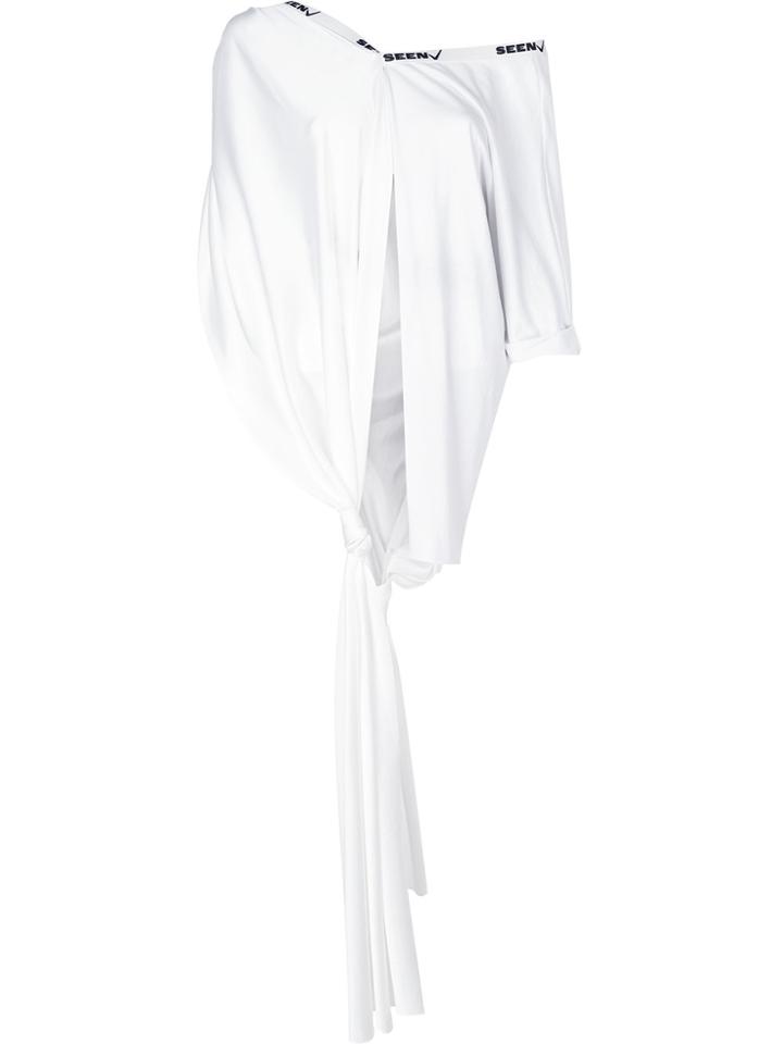 Seen Asymmetric Knotted-hem Top - White