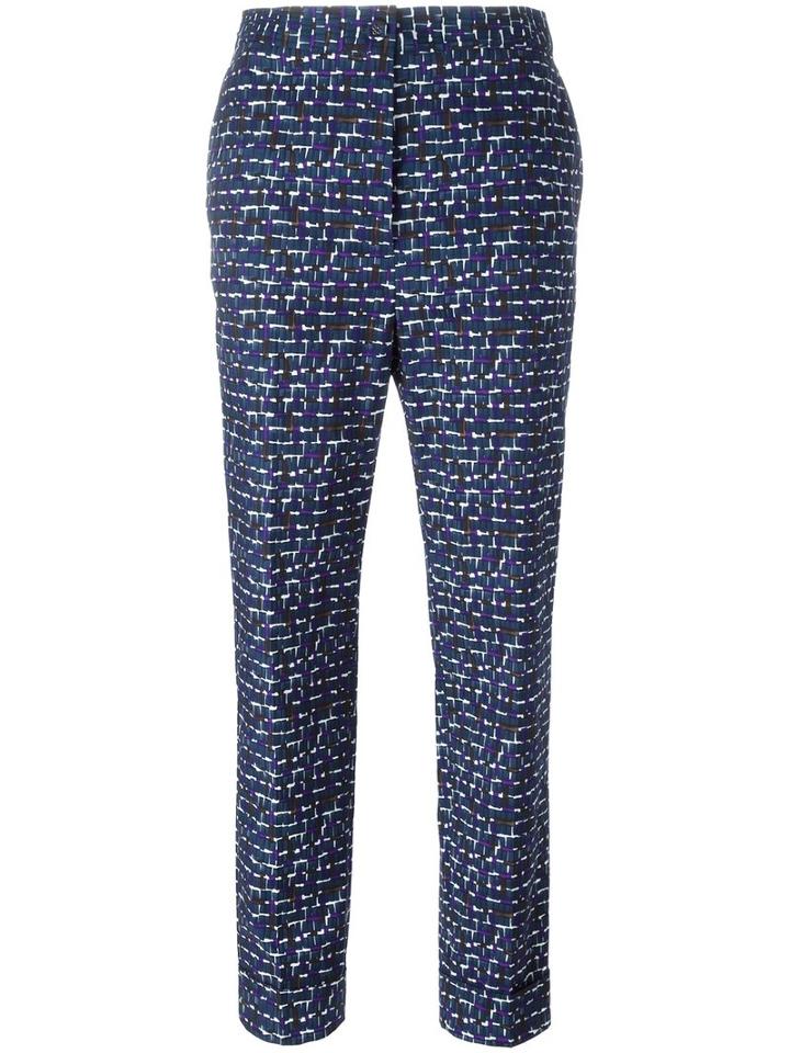 Bottega Veneta Jacquard Cropped Trousers, Women's, Size: 42, Blue, Cotton/spandex/elastane/cupro